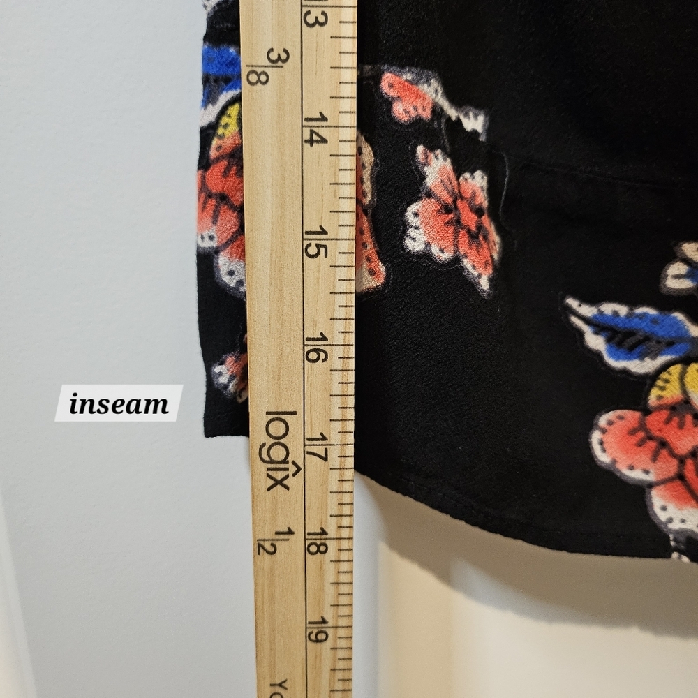 Eyeshadow Black Floral S Jumpsuit Wide Leg Spaghetti Strap Boho Cropped Casual - Picture 14 of 15